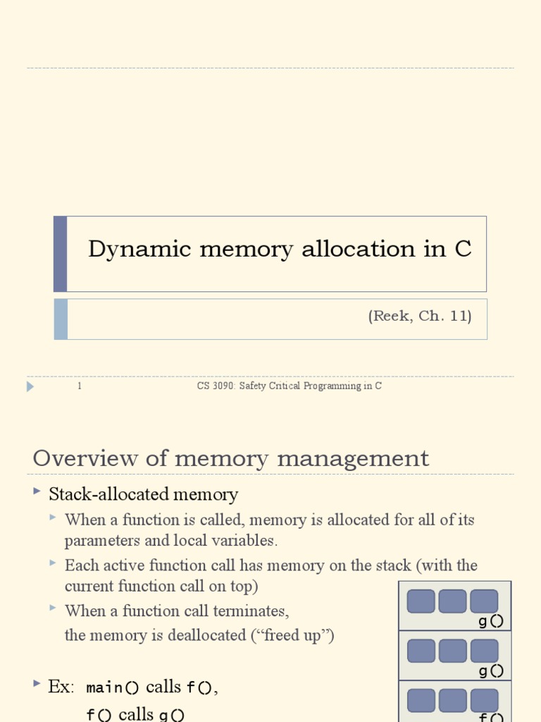 Dynamic Memory Allocation in C | PDF | Pointer (Computer Programming ...