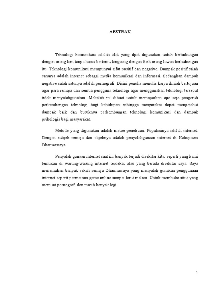 Makalah Pengaruh Perkembangan Teknologi Komunikasi Terhadap Kehidupan Masyarakat Pdf