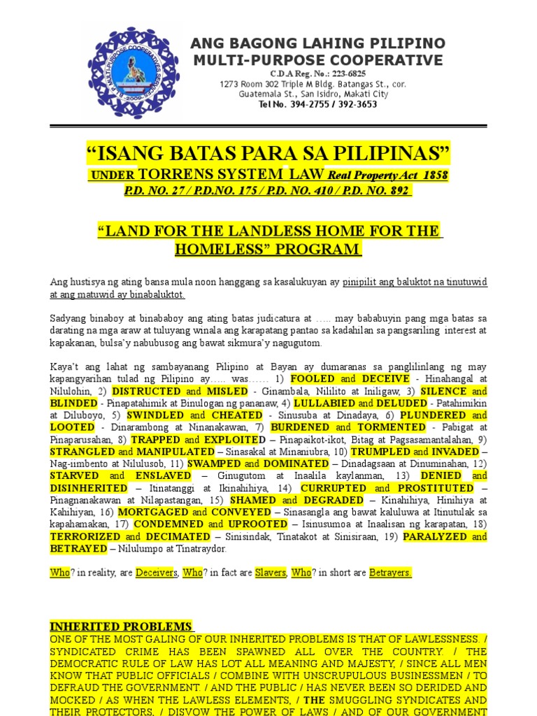 Isang Batas Para Sa Pilipinas