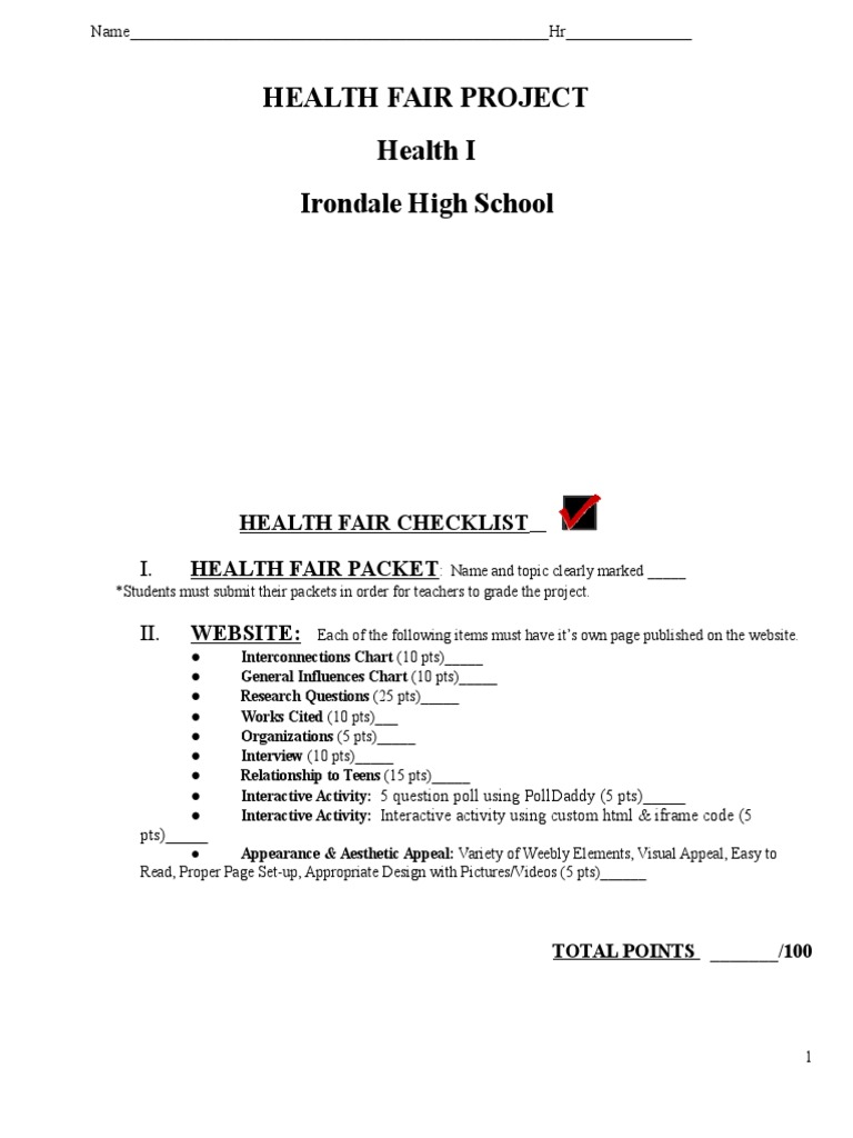 Health Fair Project Health I Irondale High School | PDF | Amyotrophic ...