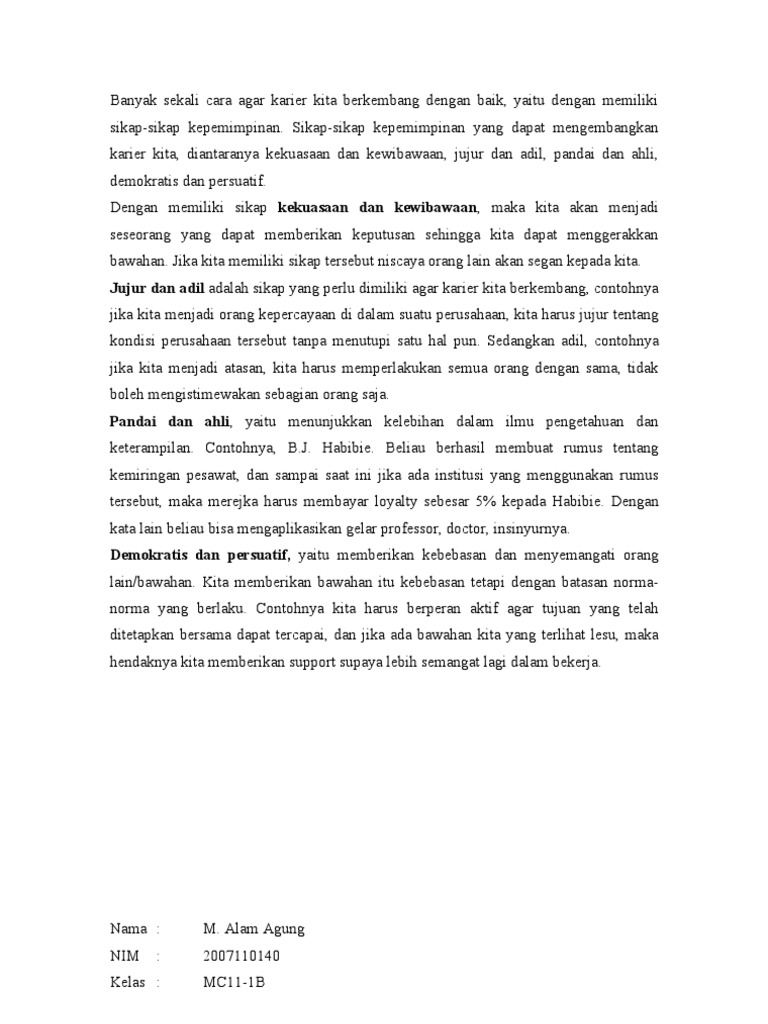 Pidato 8 Sifat Kepemimpinan - Prof Stud | PDF