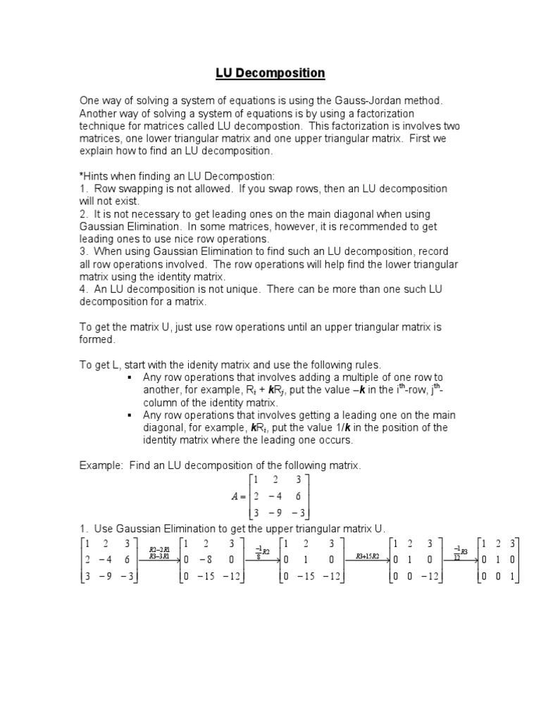 LU Decomposition | PDF