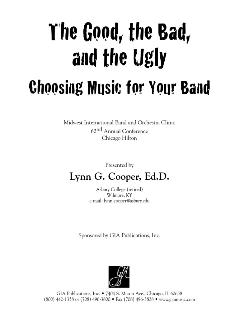 Choosing Music For Your Band: The Good, The Bad, and The Ugly ...