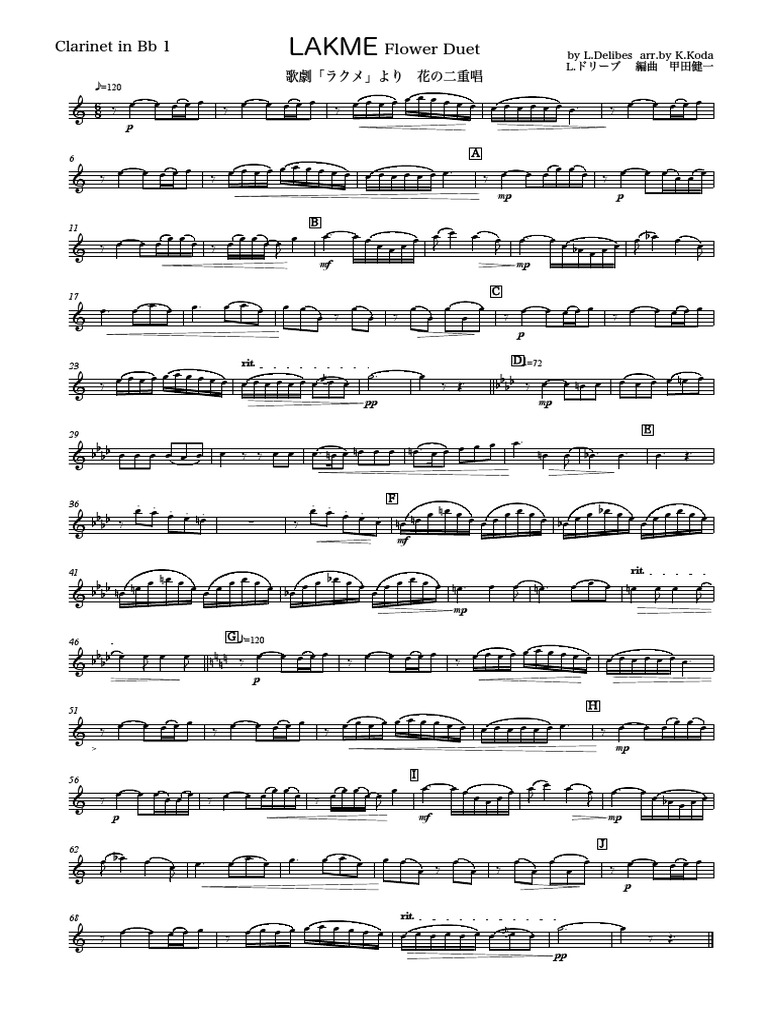 Clarinet Institute Delibes Flower Duet Cl4 Arts Du Spectacle Opera