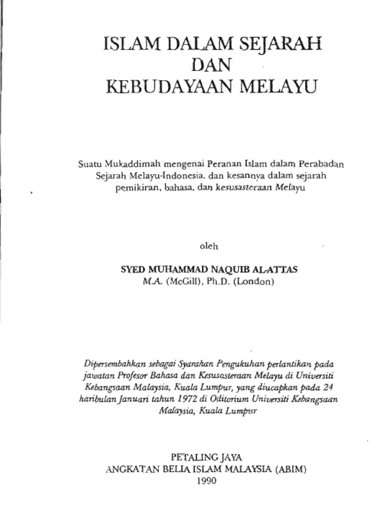 Syed Muhammad Naquib Al Attas Islam Dalam Sejarah Dan Kebudayaan Melayu Pdf