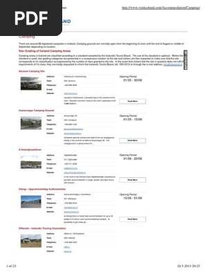 Camping In Iceland Campsites Motorhome Campsite Camping Essai Gratuit De 30 Jours Scribd
