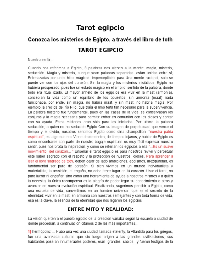 Misterios del Tarot Egipcio y Toth | PDF | Religión Egipcia Antigua ...
