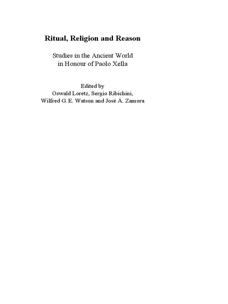 Ritual Religion and Reason. Studies in T | PDF | History | Religion ...