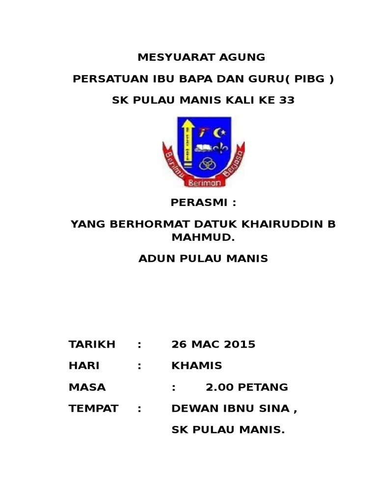 Buku Program Mesyuarat Agung Persatuan Ibu Bapa Dan Guru Buku Program Mesyuarat Agung Persatuan Ibu Bapa Dan Guru