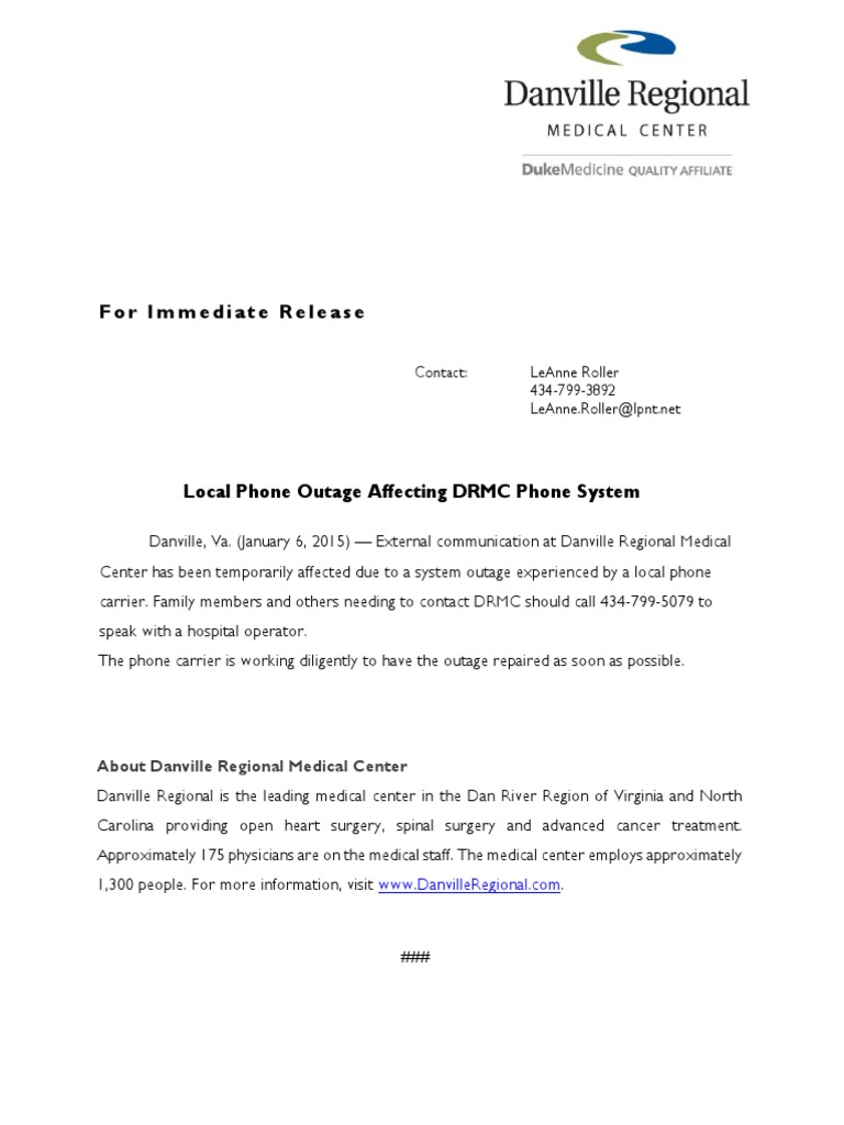 DRMC Phone Outage Alert | PDF