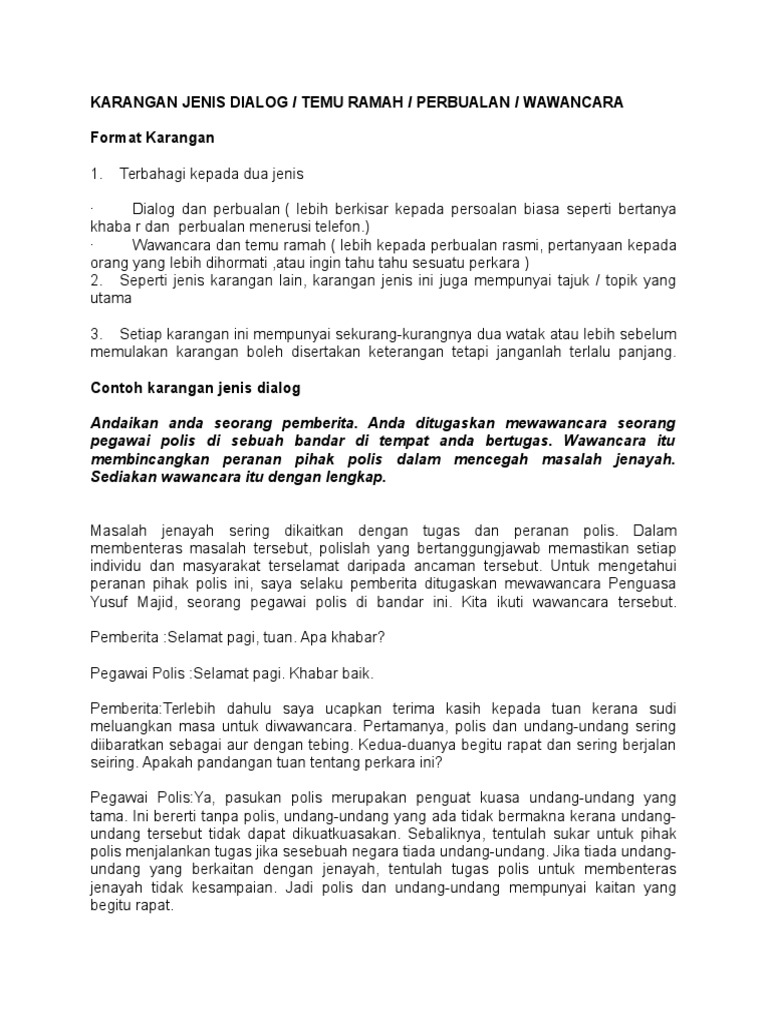 Karangan Jenis Dialog Pdf