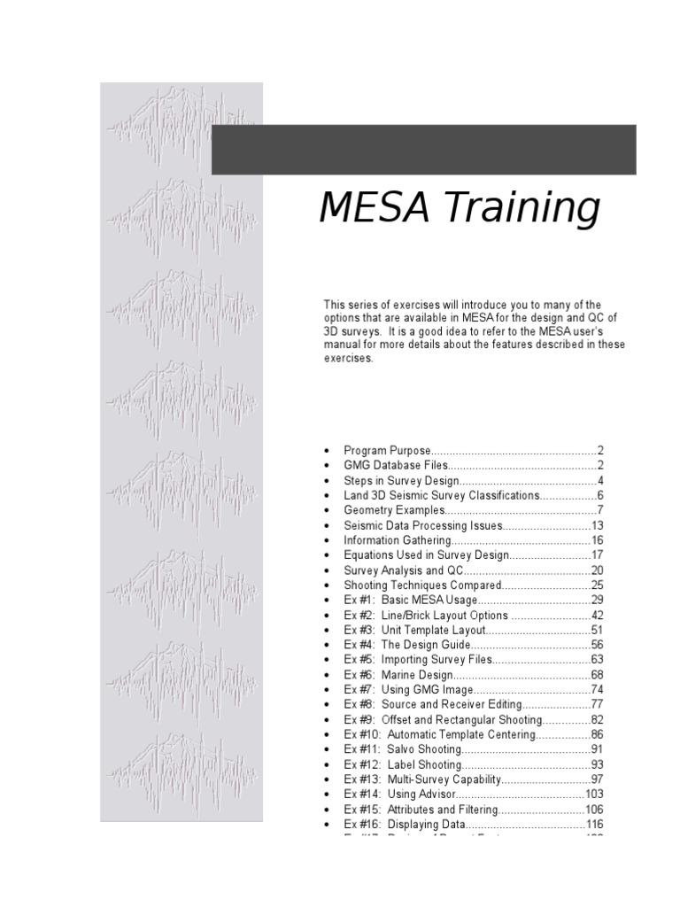 MESA 3D Survey Design and QC Guide | PDF | Button (Computing ...