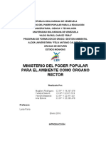 Ministerio Del Poder Popular para El Ambiente Como Órgano Rector