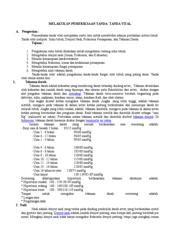 Melakukan Pemeriksaan Tanda Tanda Vital