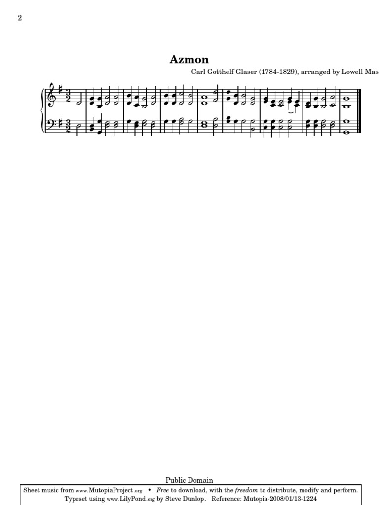 Public Domain Sheet Music: Azmon | PDF | Printing | Written Communication