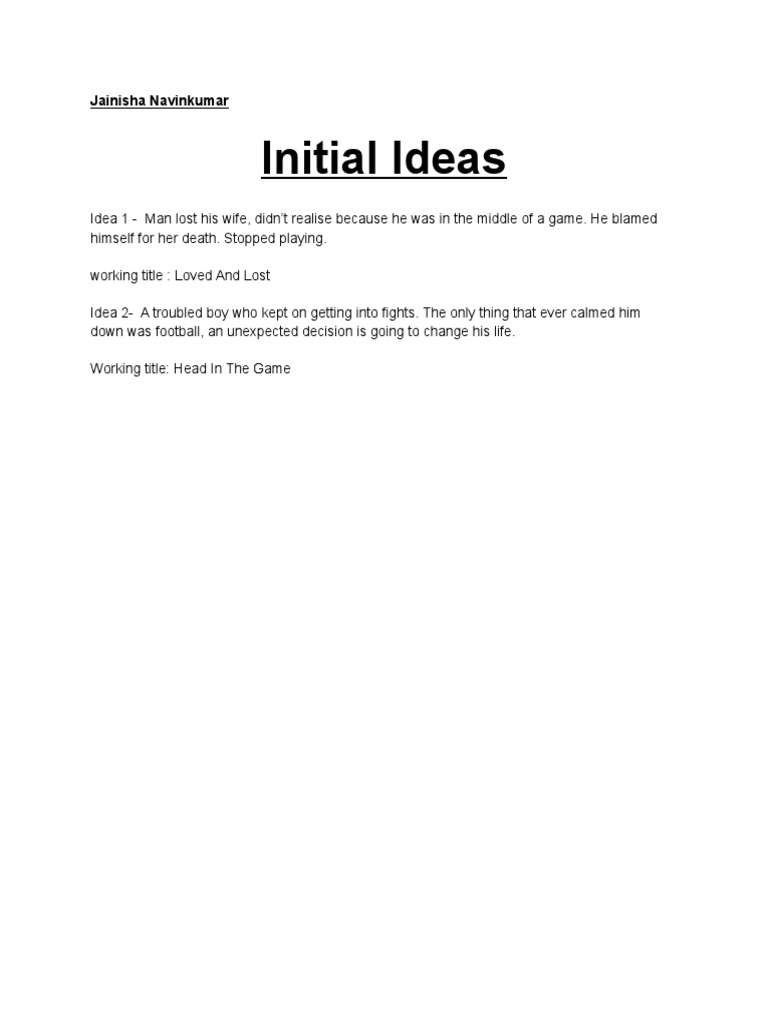 Initial Ideas | PDF