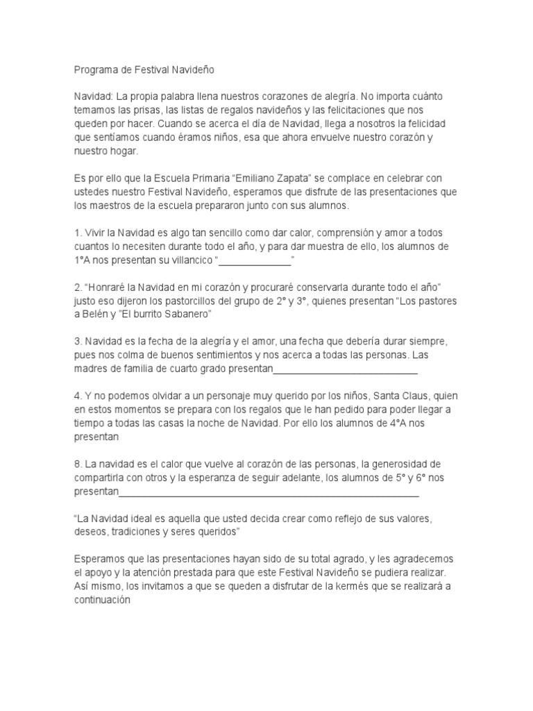 Programa Festival Navideño Escolar | PDF