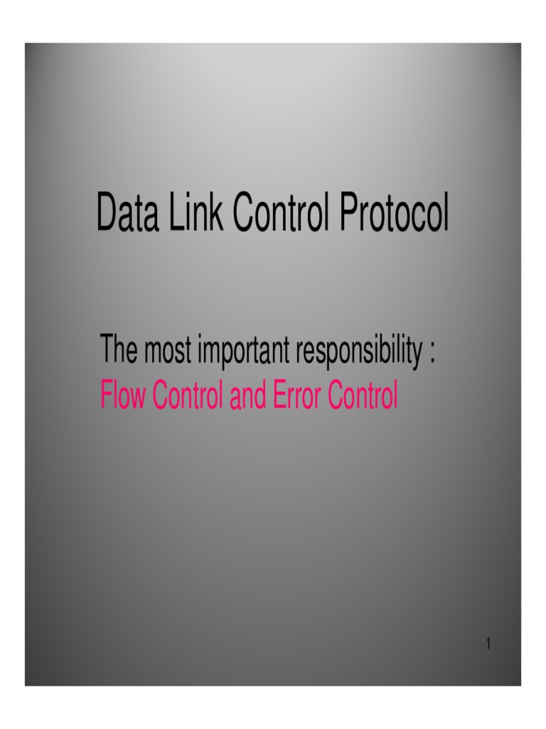 Data Link Control Protocol Flow Control and Error Control PDF Architecture