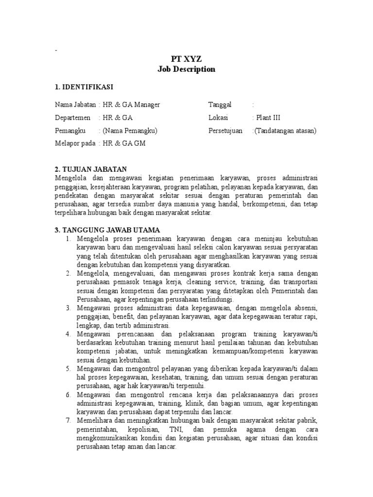 Lampiran 2 1 Contoh Job Description Pdf