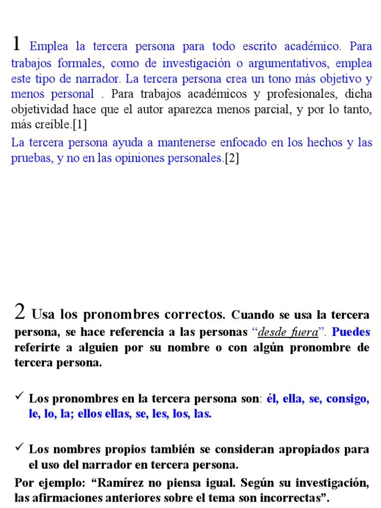 Redacción Académica en Tercera Persona | PDF | Narración | Pronombre