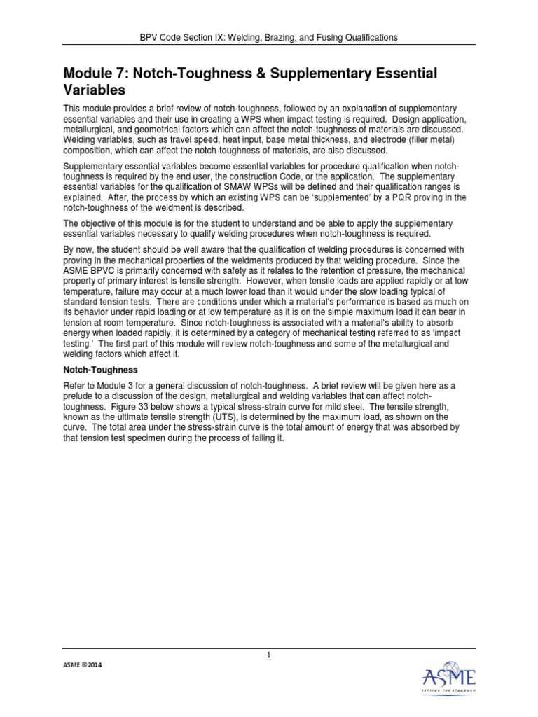 ASME-Notch-Toughness & Supplementary Essential Variables | PDF ...