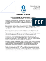 Comunicado de Prensa - PioMu Se Une A 1% For The Planet