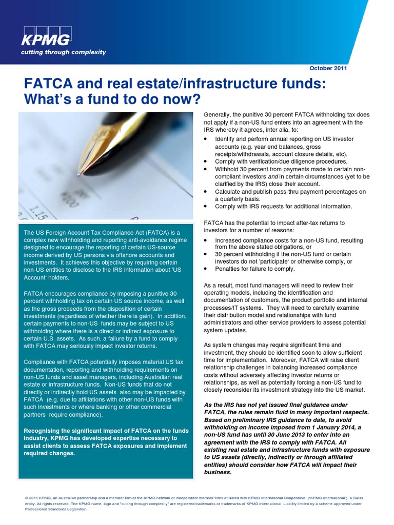 Fatca and Real Estate Infrastructure Funds | PDF | Withholding Tax