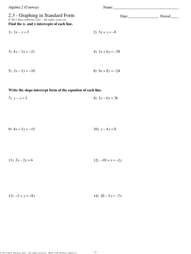 2 3 Graphing In Standard Form Mathematical Concepts Logic