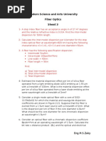 Modern Science and Arts University Fiber Optics Sheet 3: Eng.M.S.Zaky