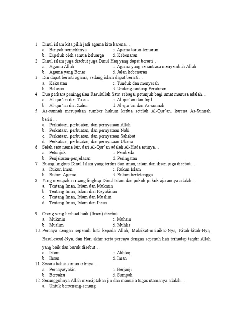 Soal Ulangan Tpa