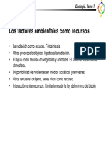 Ecología - Tema 7 Los Factores Ambientales Como Recursos