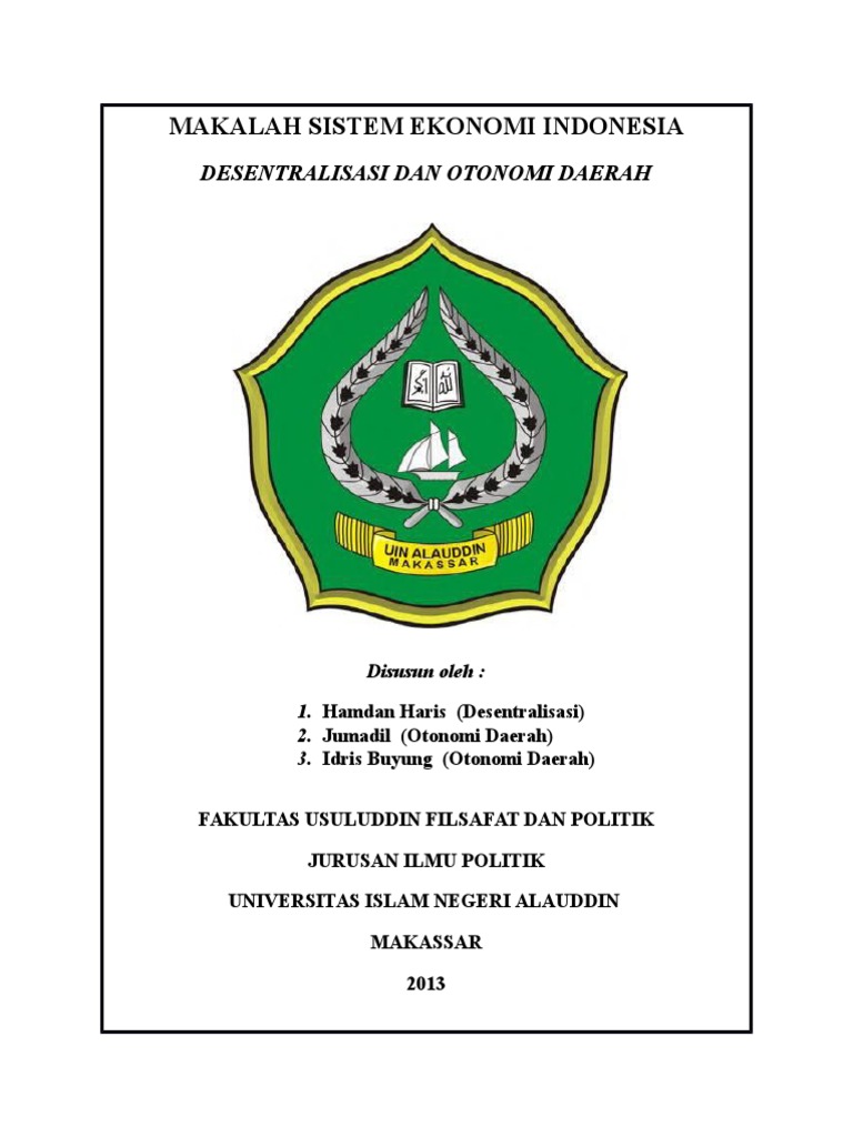 Makalah Desentralisasi Dan Otonomi Daerah
