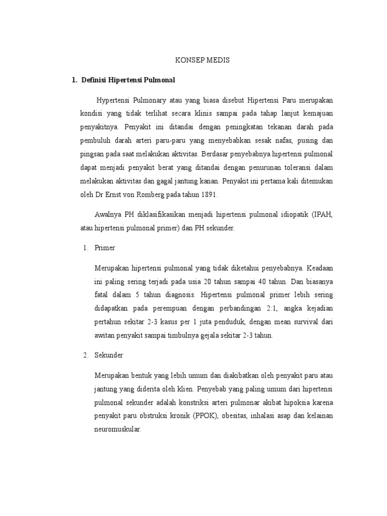Asuhan Keperawatan Pada An N Dengan Diagnosa Hipertensi Pulmonal