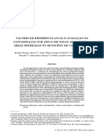 Establishing Local Reference Values and Determining Contamination of Zinc in Soils of Vazante-Mg