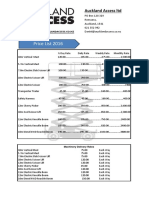 Auckland Access Price List 2015