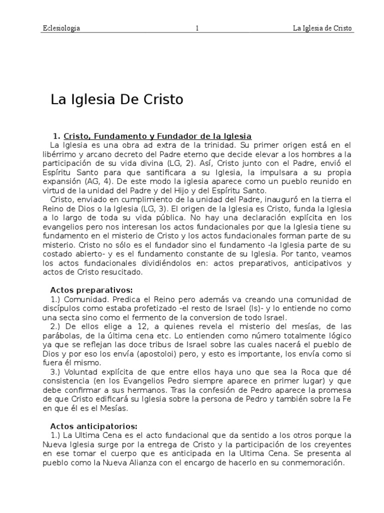 La Iglesia: Cuerpo de Cristo y Comunión | PDF | Cristo (título) | Jesús