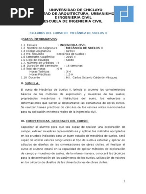 Silabus De Mecanica De Suelos Ii Prueba Evaluacion Ingeniero