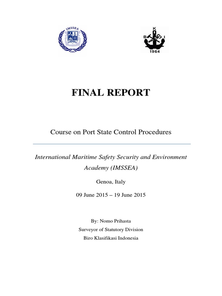 Port State Control Procedures Report | PDF | Ships | Water Transport