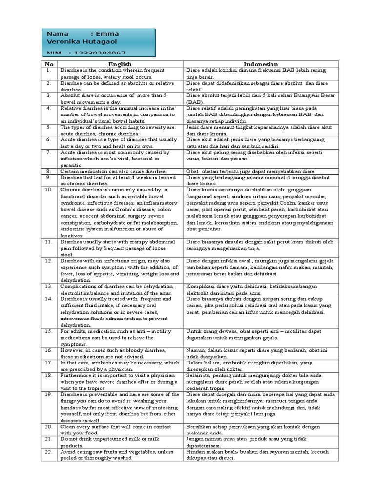 Understanding Diarrhea: Types and Treatments | PDF