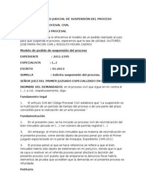 Escrito Suspencion Del Proceso | PDF