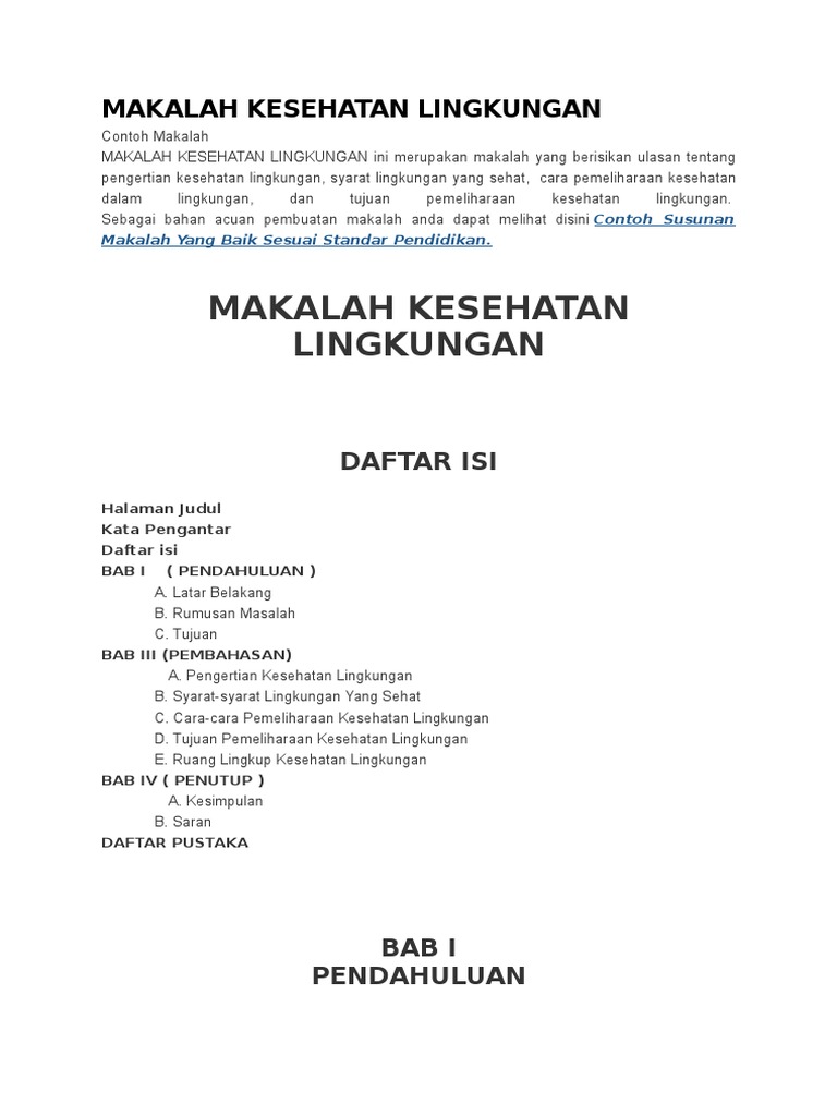 Contoh Makalah Kesehatan