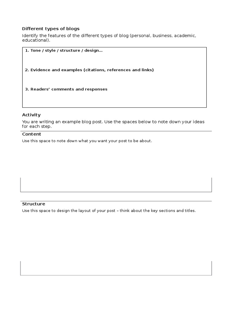 Blog Writing - Handout | PDF