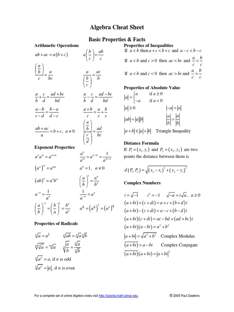 Algebra Cheat Sheet Logarithm Discrete Mathematics Prueba