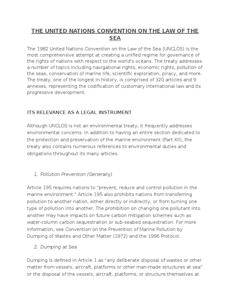 UNCLOS: Governing Ocean Rights & Laws | PDF | International Law ...