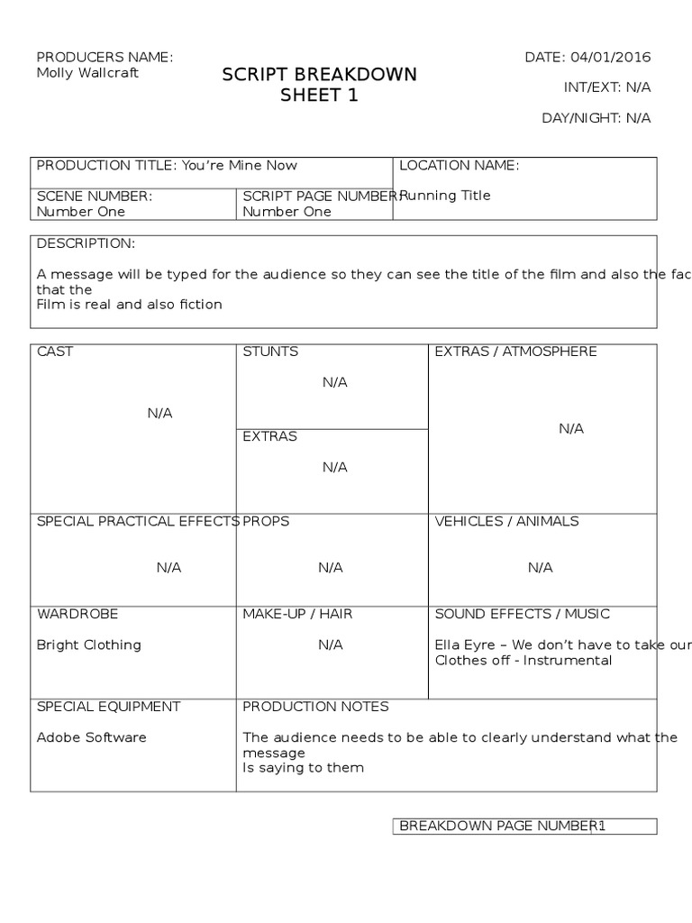 Script Breakdown for "You’re Mine Now" | PDF | Leisure