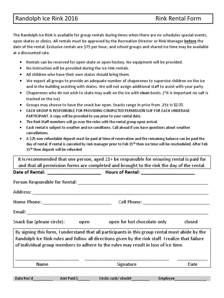 Group Ice Rink Rental Guide | PDF | Business | Law