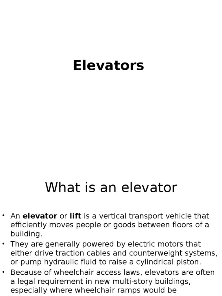 Lifts/elevator PDF Elevator Manufactured Goods