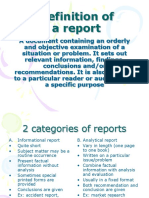 Types and Qualities of Report