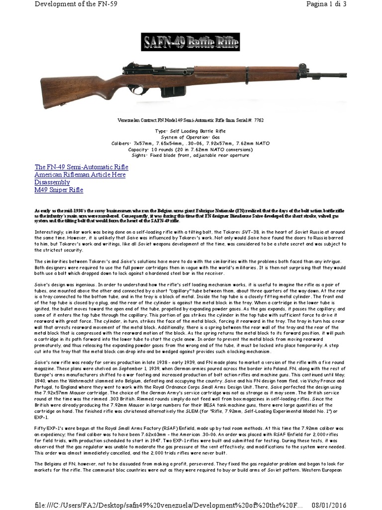 SAFN 49 Venezuala Development | PDF | Rifle | Firearms