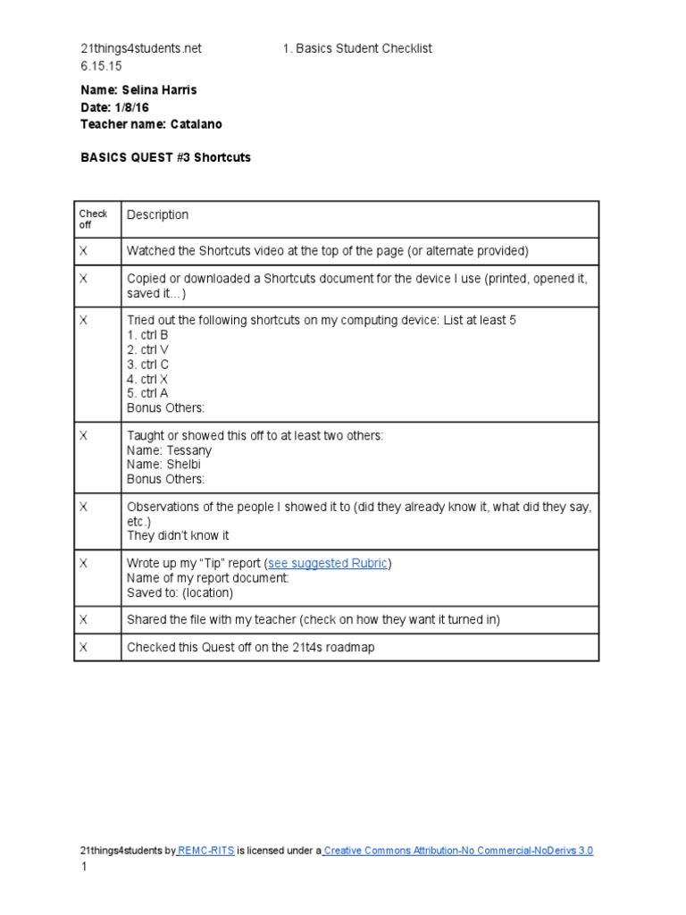Student Tech Skills Checklist | PDF